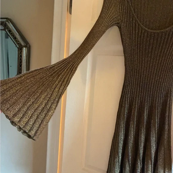 STAUD Metallic Gold Long Sleeve Dress - Picture 3 of 7